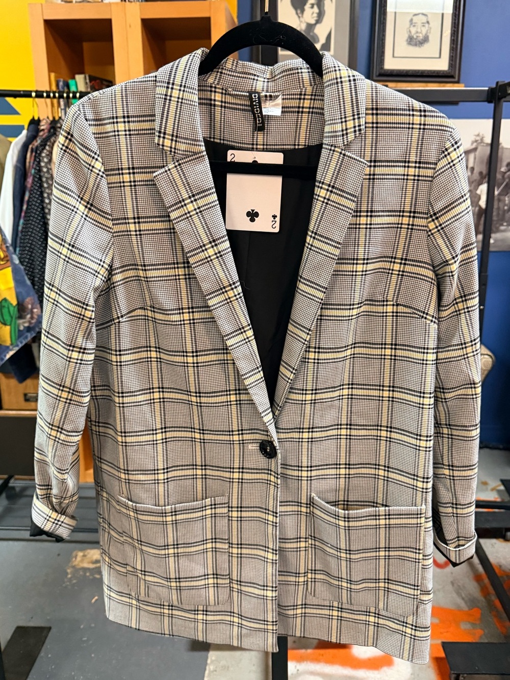 Plaid Longline Blazer Jacket